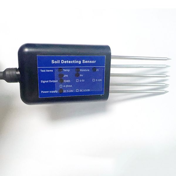 7 in1 Soil Sensor for Measuring EC Conductivity PH NPK Temperature Moisture 5 Pin Output