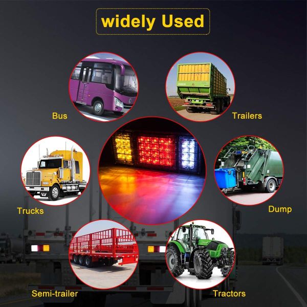 High Efficiency Energy Saving Ip67 Waterproof 12v 24v Amber Red White Color Three Lens Combination Tail Light