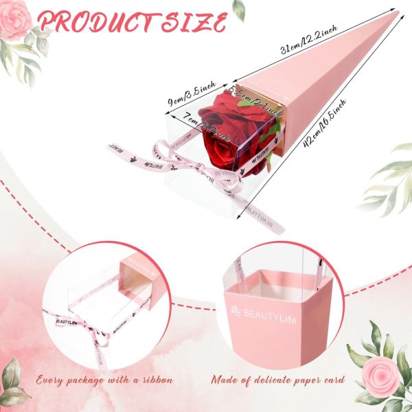 Handmade Custom Cut Valentine's Day Rose Sleeves in Gravure Printed Kraft Paper Bag