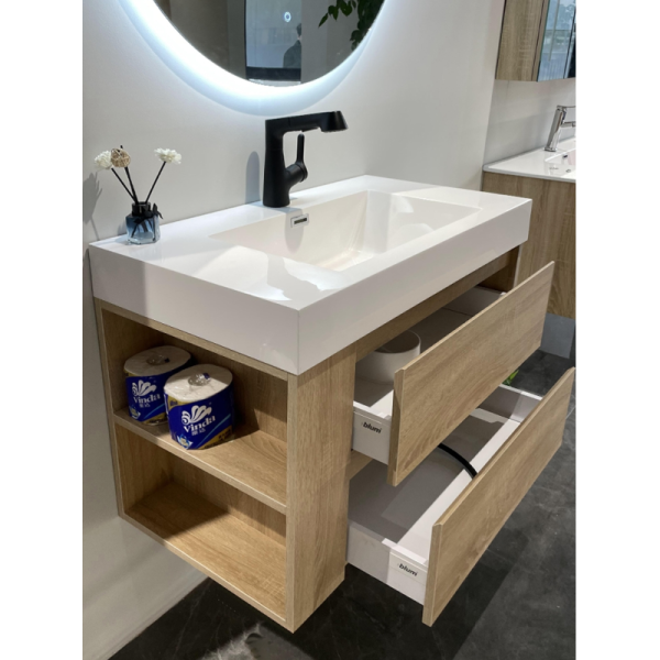 Customized Width Modern Wood PVC Bathroom Vanity Furniture for Waterproof Solutions