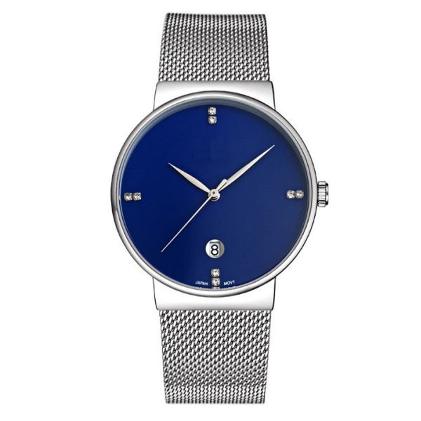 Customized logo fashion alloy wrist watch with S/S mesh band ,Quartz men watch OEM Wrist watch with Date