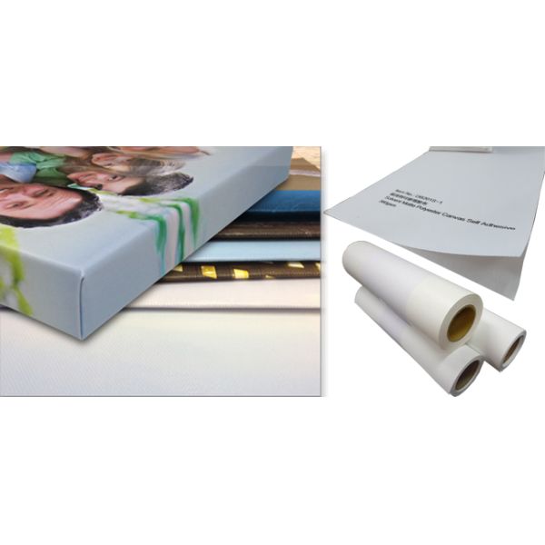 Eco Solvent Matte Polyester Canvas Rolls Removable Self Adhesive 380gsm