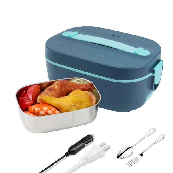 Portable Food Warmer Food Heater with Dual Power 12V/110V Portable Heated Lunch Container with Utensils & Carry Bag