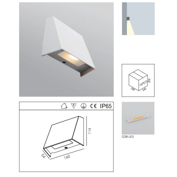 Modern Outdoor LED Wall Lights Rainproof IP65 3 Watt Citizen Linear Chip