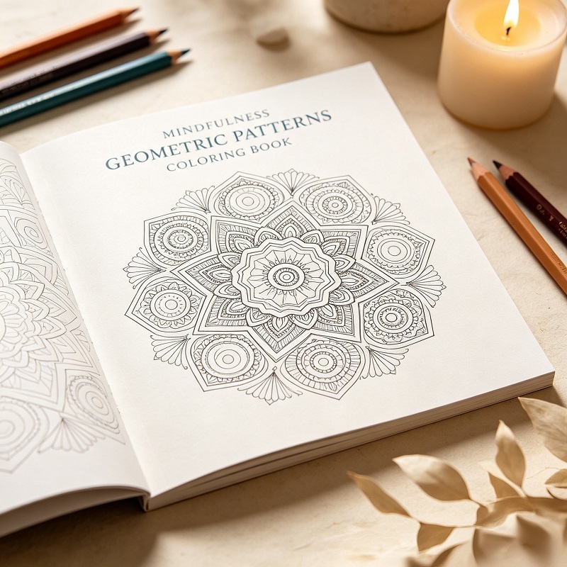 Mindfulness Geometric Patterns Coloring Book For Adult Relaxation