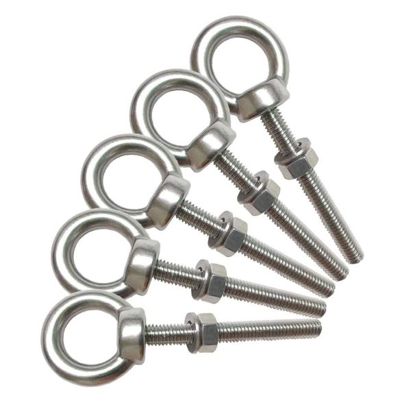 INCH Measurement System Stainless Steel Eye Bolt M6 Shoulder 1/4 X 2 Heavy Duty EyeBolts Screws for Lift Plain Finish