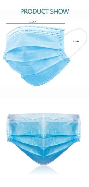 3 Ply Disposable Medical Mask Non Woven Fabric Material For Adults