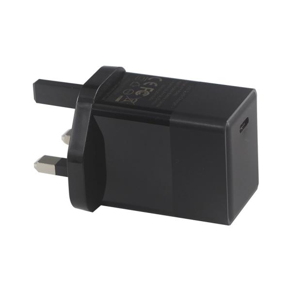 Carregador USB-C PD GaN 65W com ficha UK para laptops e telemóveis