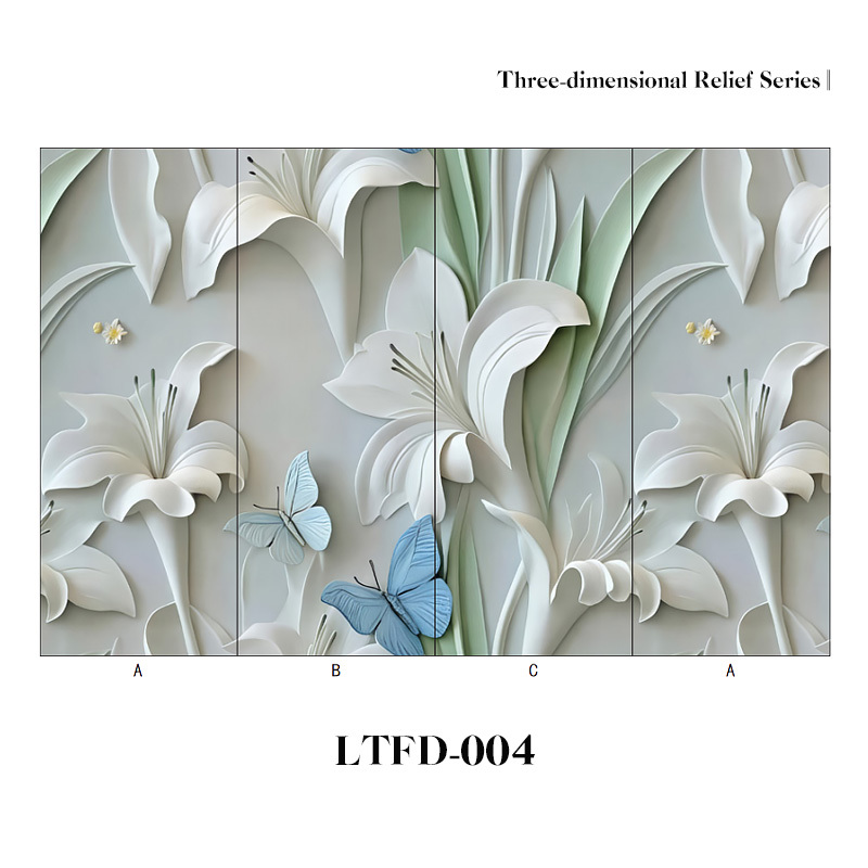 3D Relief PVC Embossed Wall Panel Custom Vivid Patterns Reception Area