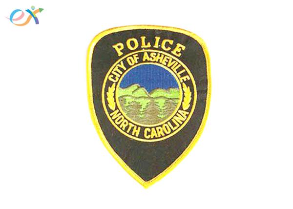 Professional Police Embroidered Patch Iron On Backing For Uniform Garments