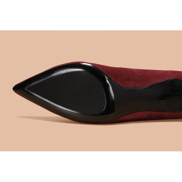 Burgundy Workplace Women Pumps Shoes High Heel With Soft Genuine Suede Leather