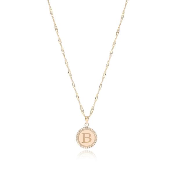 18K Gold ‘B’ Pendant Necklace