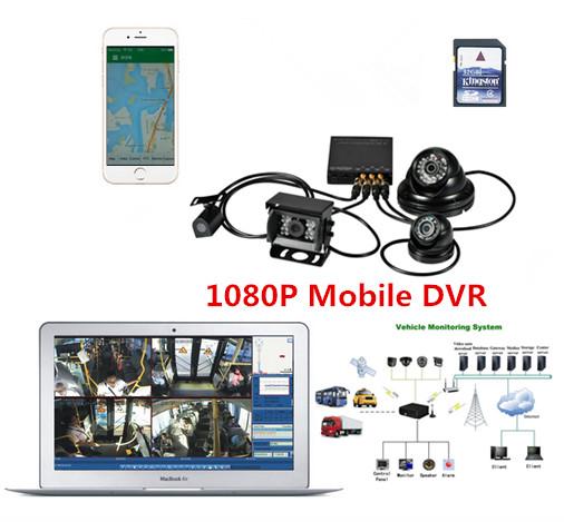 HD 1080P car video recorder 4 CH 3g Rugged SD Card mdvr with 4pcs cameras ( M605HD)