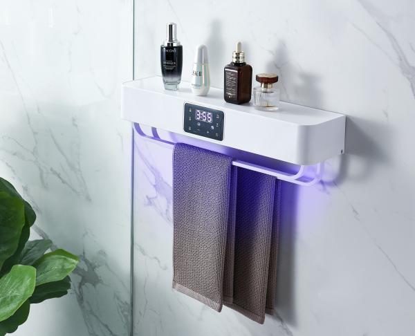 Wall Mounted Electric Heated Black Bath Towel Drying Rack Towel Warmer With Disinfection