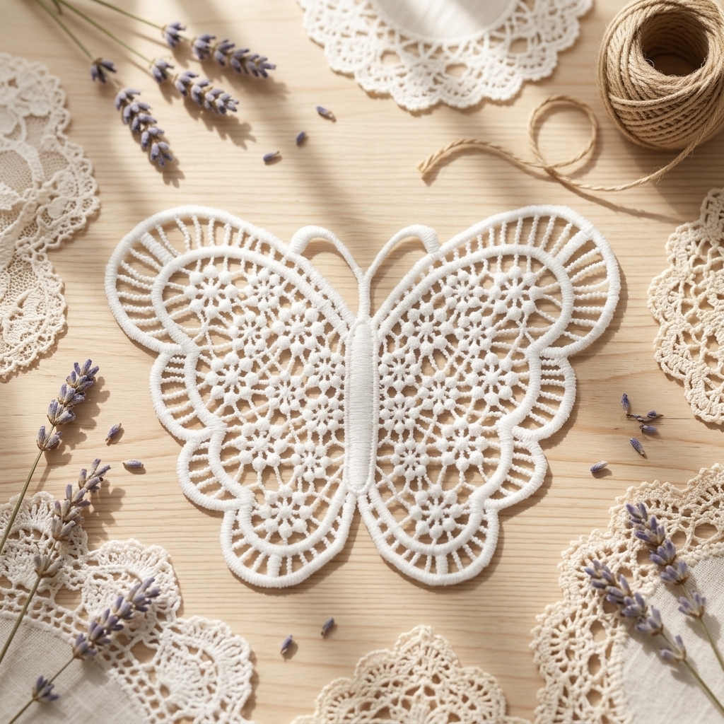 Eco-Friendly Polyester Water-Soluble Embroidery Butterfly Patches for Children's Apparel and Home Textiles Decoration
