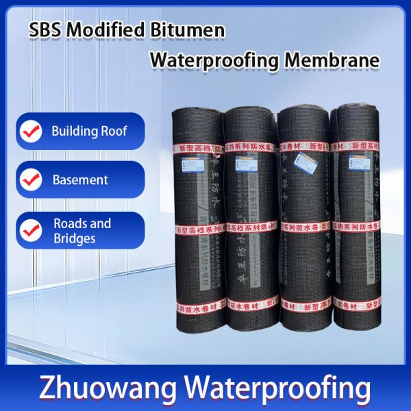 3-5mm Black Sbs Elastomeric Bitumen Membrane Torch Applied For Comprehensive Waterproofing