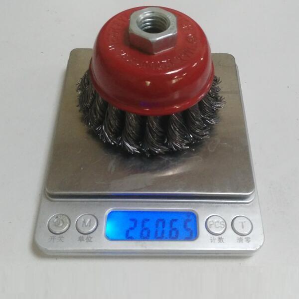 Weld Cleaning Knotted Wire Cup Brush Green Body 3 Inch OD With M10 Nut