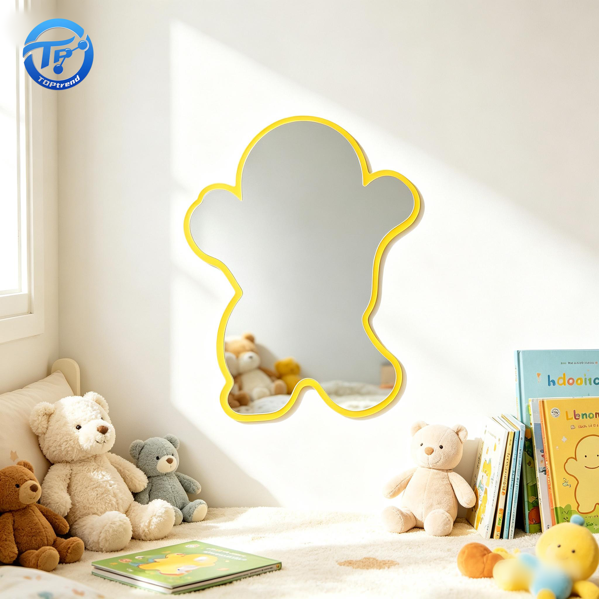 Irregular Cartoon Unbreakable Flexible Mirror Frameless PETG Mirror Sheet For Nursery
