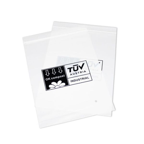 100% Biodegradable plant based PBAT PLA compostable stand up pouch kraft paper zip lock bags for clothes cosmetics makeu