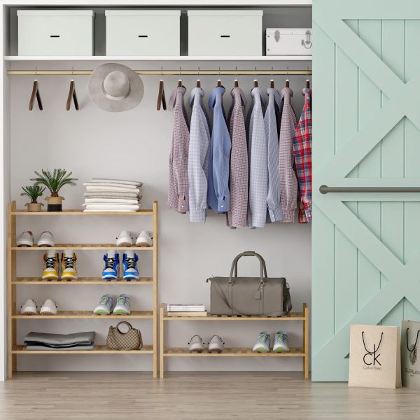 Multifunctional 2-Tier Bamboo Stackable Shoe Rack Organizer for Functional Design
