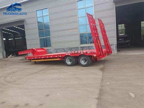 2 Axle 30000kg Lowboy Equipment Trailer With 28 Tons Support Leg