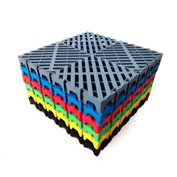 Interlocking Plastic PP Carwash Grating Floor 1.8cm Thickness for Garage Decking Tiles