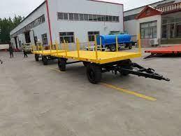 2-Axles Flat Platform Flatbed Drawbar Full Trailer With Ladder