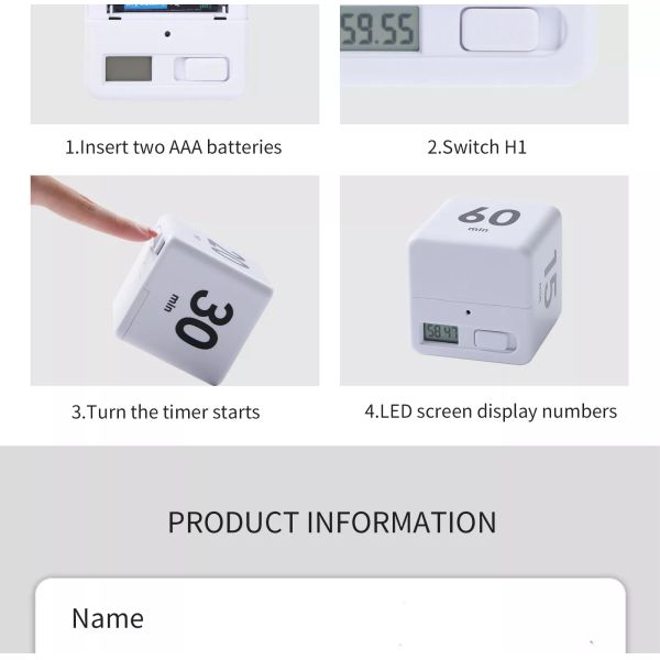 Combination Count Down Clock Digital Cube Timer For Kitchen Usage