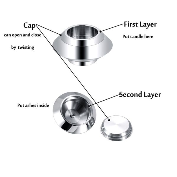 Picture High Polished Candlestick Urn for Human/Pet Ashes Cremation Jewelry Keepsake