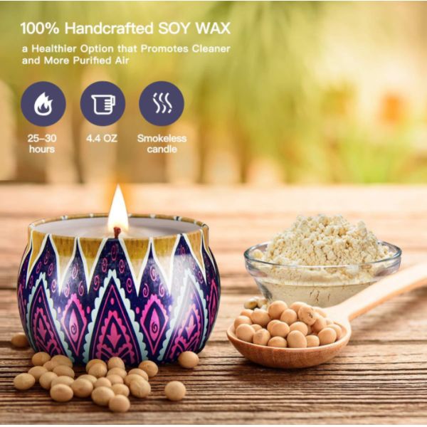 Custom Retro Patterns Travel Metal Jar Scented Candle Tin Candle Gift Sets