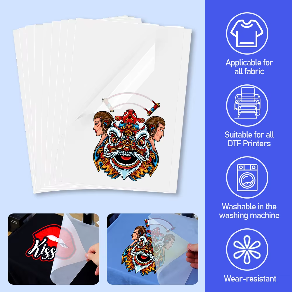 60cm DTF PET Heat Transfer Film  Fast Curing Cold & Hot Peel For DTF Printer On T-Shirt
