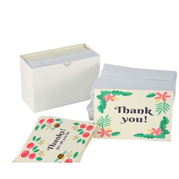 Tarjeta postal de cartón de papel para lujo a granel acuarela follaje floral Tarjeta de agradecimiento