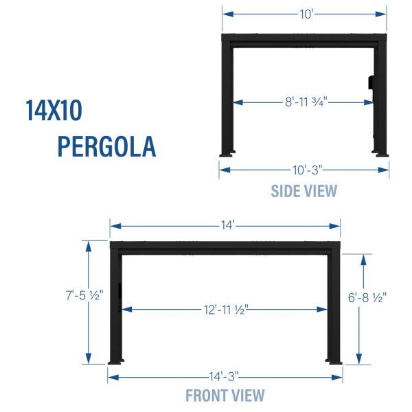 AJUNION 14x10 Garden Terrace Roof Louvered Pergola with Soft Canopy and Steel Frame