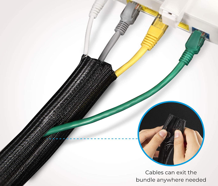 PET monofilament 25ft Split Braided Wire Loom Wrap Around Braided Sleeving