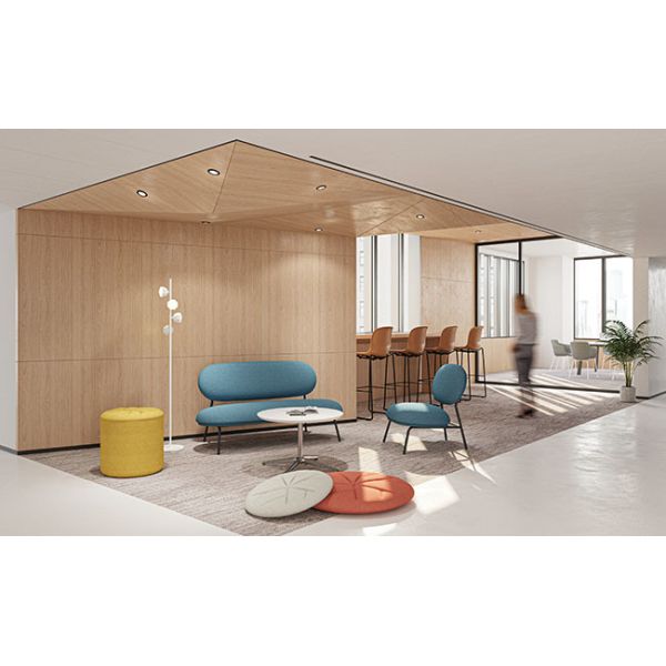Office Lounge Modern Commercial Sofa Capsule 2 Seater Fabric Sofa With Metal Legs