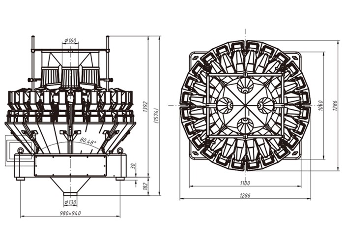 24 главных Weigher комбинации хоппера