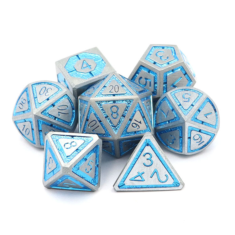 Zinc Alloy Metal Dice Set with Custom Colors and 14-20mm Size for DND & RPGs