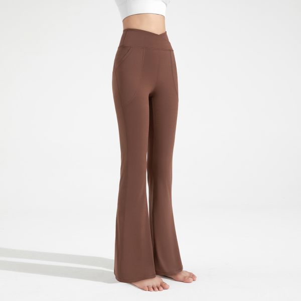 High Waisted Lady Flare Yoga Leggings with Pockets Navy Blue Tummy Control