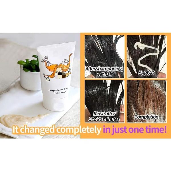 Collagène de porc laitier Ceramide revêtement de protéine Masques de traitement capillaire 3,38 oz 100 ml