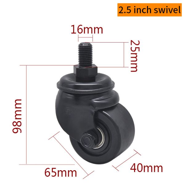 EDL Equipment Casters 2.5Inch PA Wheels With E-coated bracket Brake 450Kg Road M4325-16S
