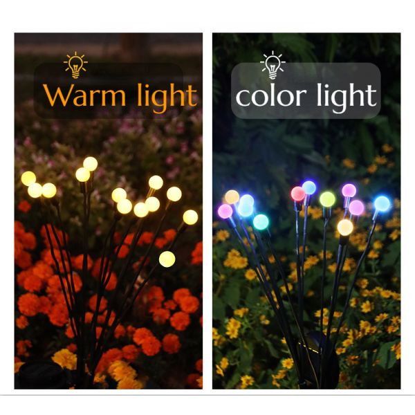 6000K Daylight Alert Solar Firefly Lawn Light for Outdoor Garden Landscape Ground Plug