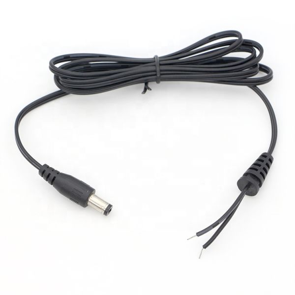 Jack de cañón de entrada de corriente continua 2.1x5.5mm Hombre Hembra para abrir Pigtail DC cable de alimentación