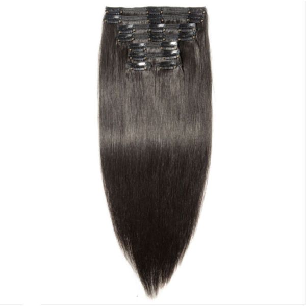 Full Cuticle Straight Hair Clip Ins Raw Indian Real Hair Extensions for Black Women