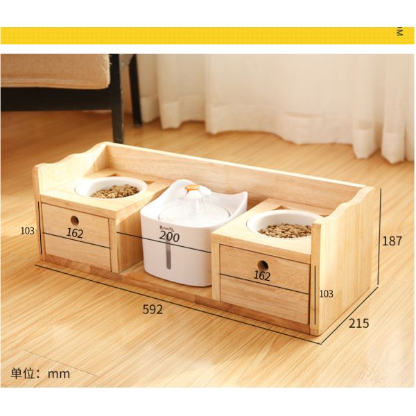 OEM Bamboo Wooden Raised Dog Bowls Elevated For Food Water Feeding