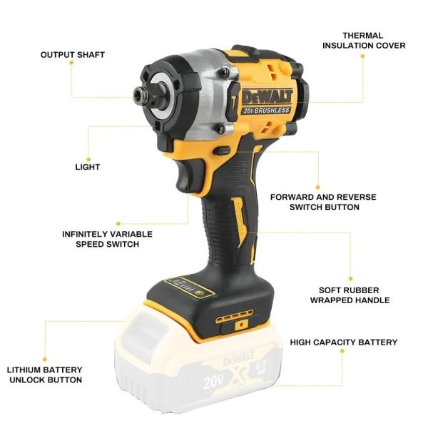 450W Rechargeable Brushless Battery Impact Wrench Industrial Grade