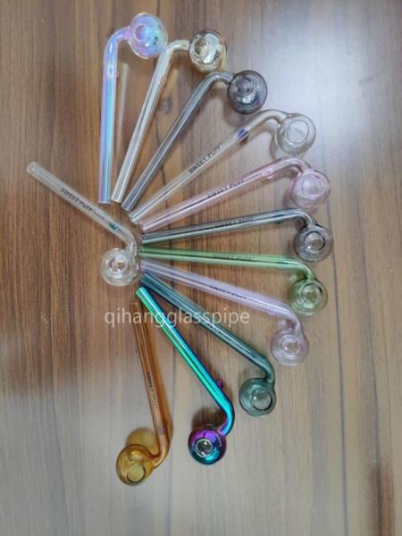 wholesale sweet puff glass pipe oil burner water pipe  12/14/15/16 cm for somking pipe