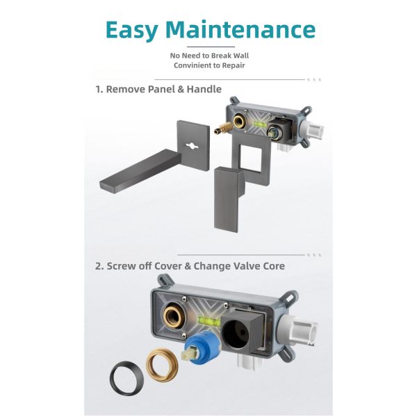 All Copper Wall Mounted Wash Basin Tap Embedded Customized Size