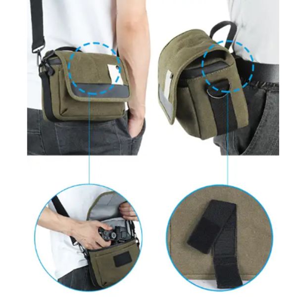 Manufacturer Wholesale Durable Canvas Small Camera Bag Adjustable Strap Waterproof Shoulder Messenger Bag