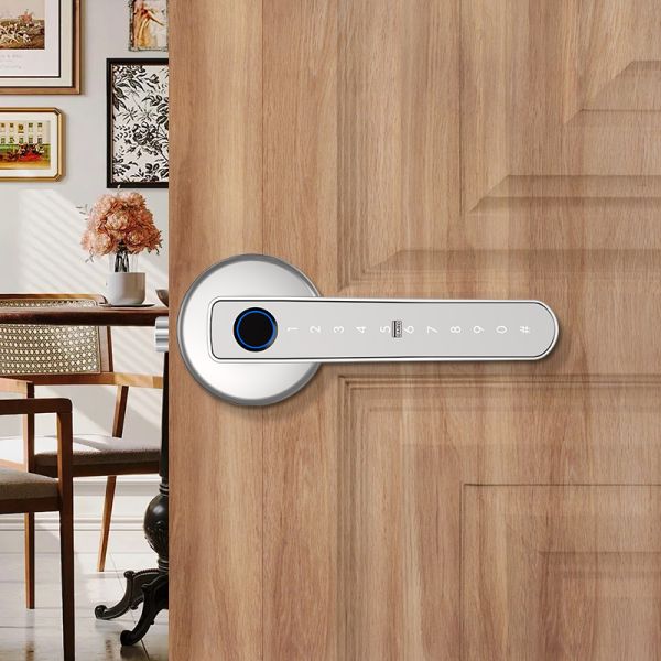 Tuya Smart Lock Fingerprint Password Card Key for Unlock-Durable Aluminum Alloy Auto Lock Door Handle Smart Home Security