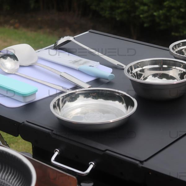 Modern Design Camping Kitchen Table with Storage Cupboard White Paper Box Package Method